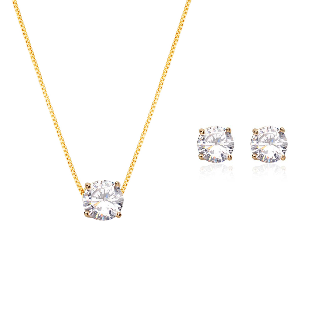 Set with white and round stones