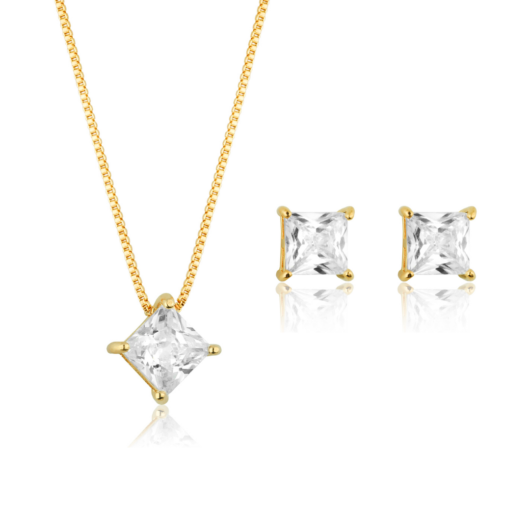 Set with white and square stones