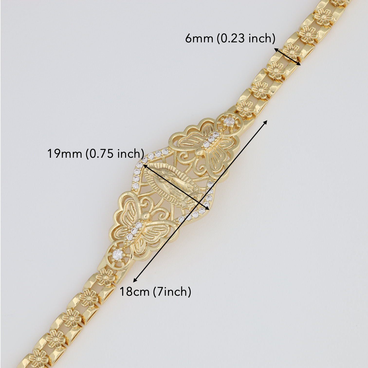 Saint Guadalupe Bracelet with flower link
