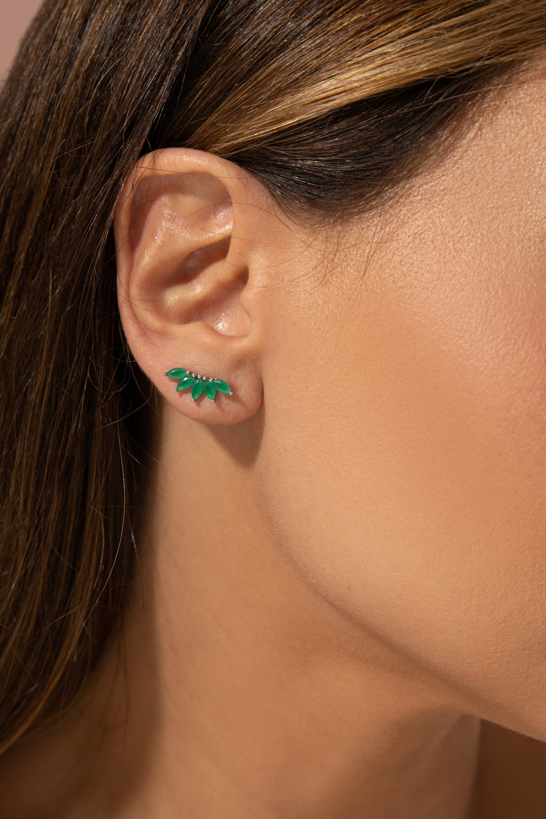 Crystal Emerald Navette Ear Cuff