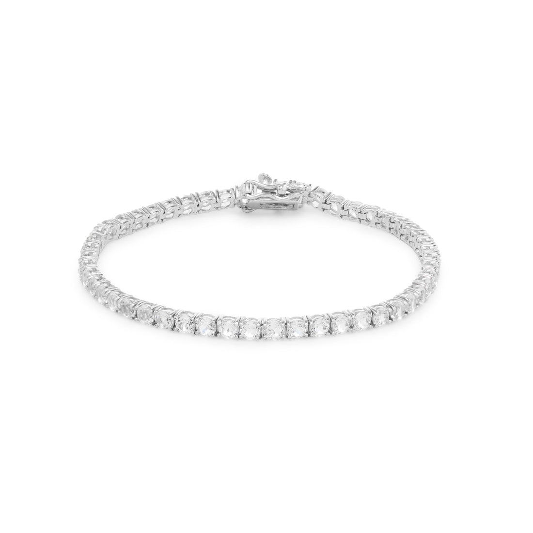 Riviera Bracelet – Natural White Sapphire 3mm in 4-Prong Setting