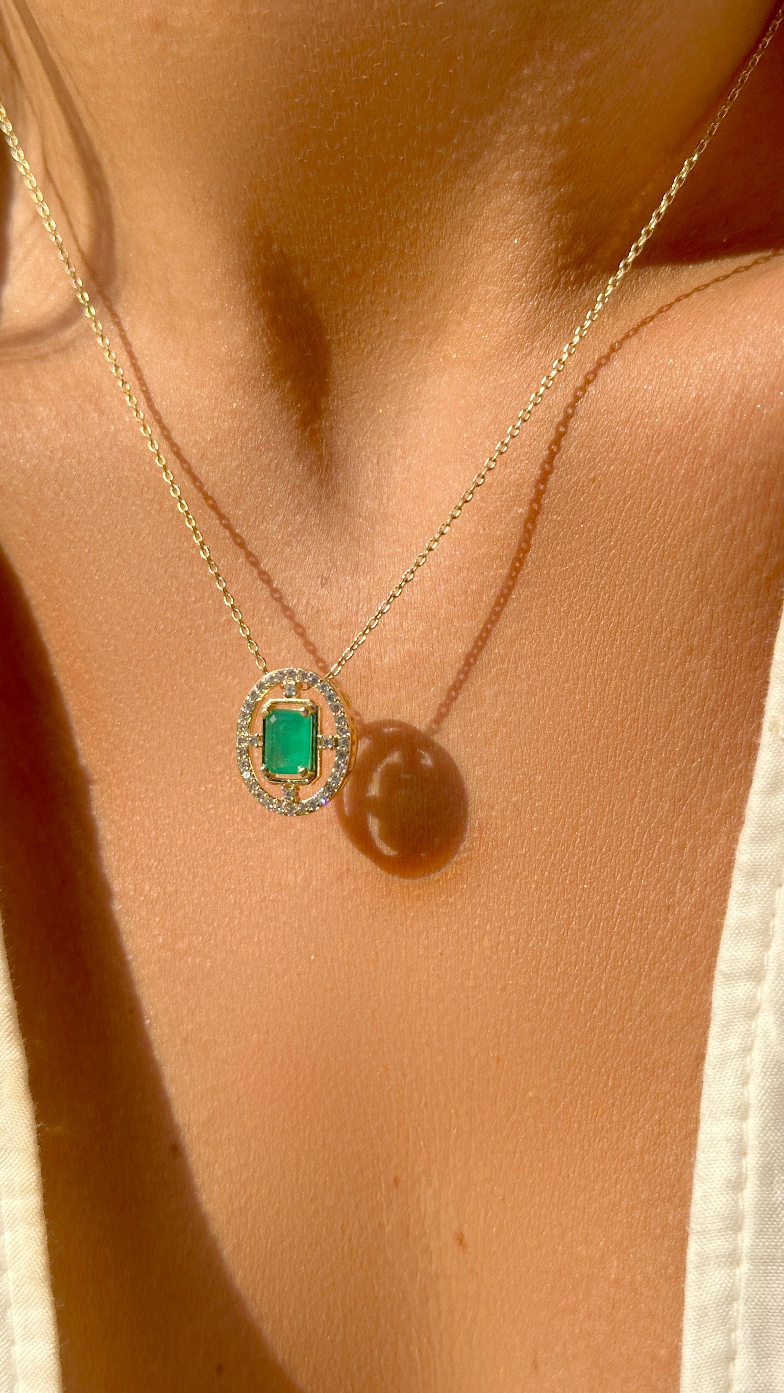 Emerald Crystal Dual Pendant Necklace