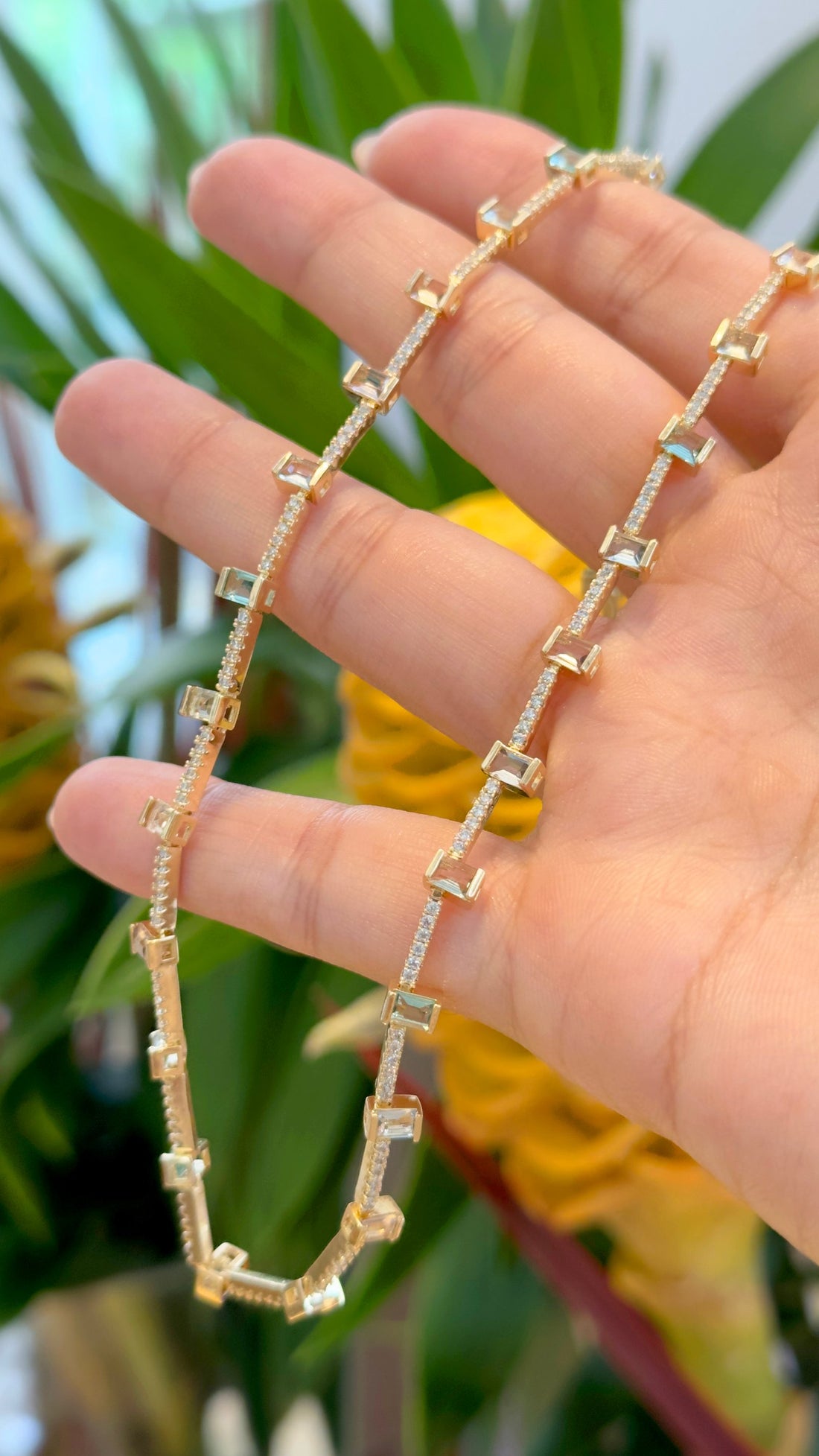 Riviera Necklace with Morganite, Paraiba, and Blue Topaz Crystals