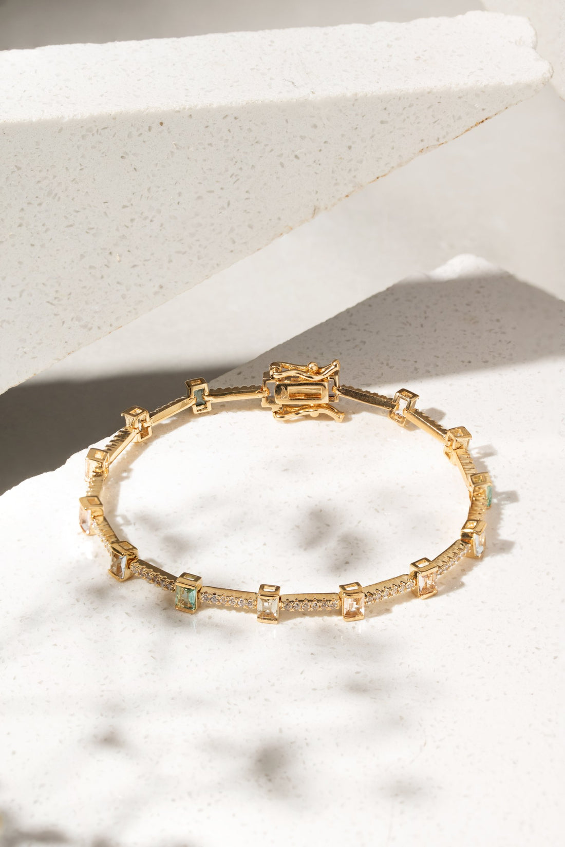 Riviera Bracelet with Morganite, Paraiba & Blue Topaz Crystals