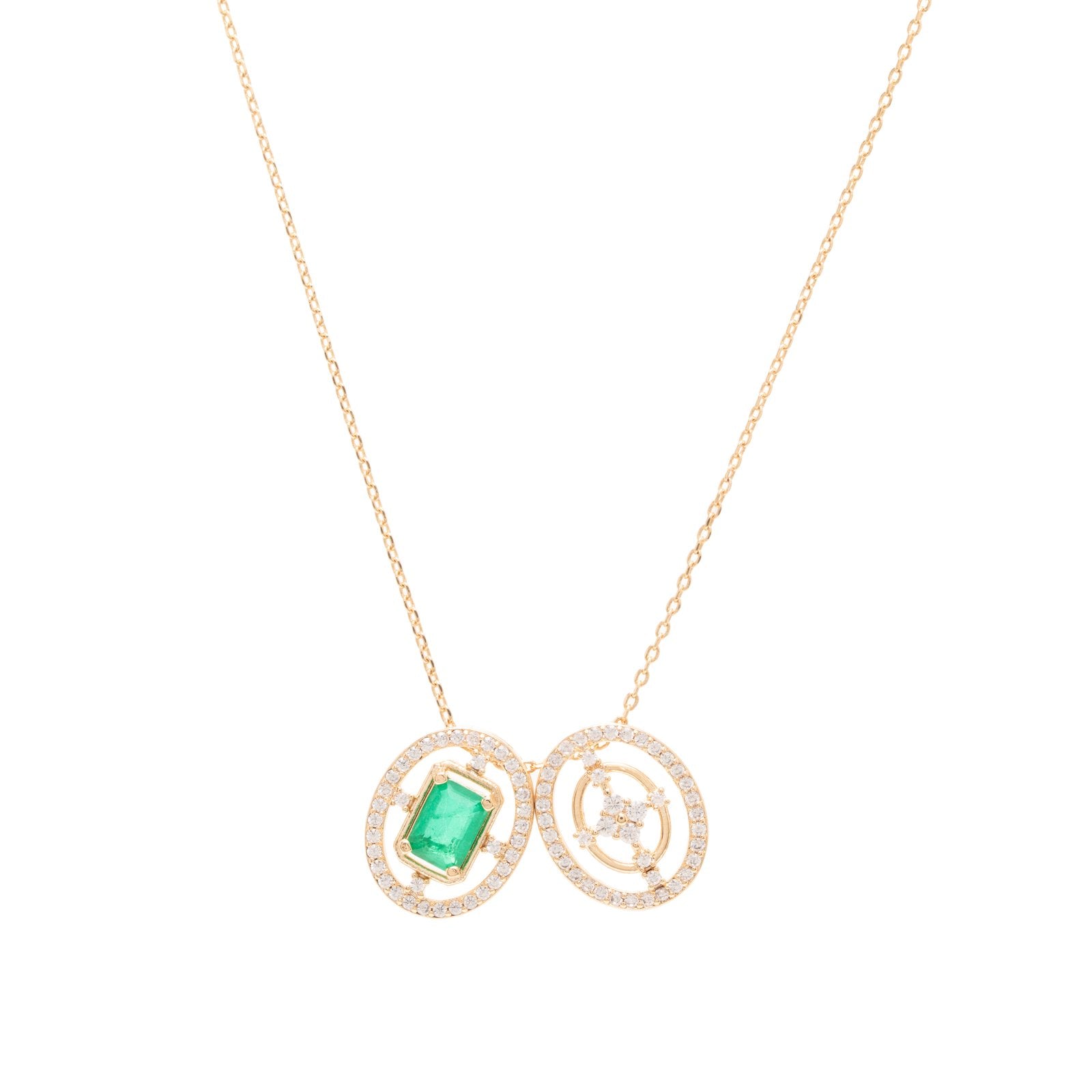 Emerald Crystal Dual Pendant Necklace