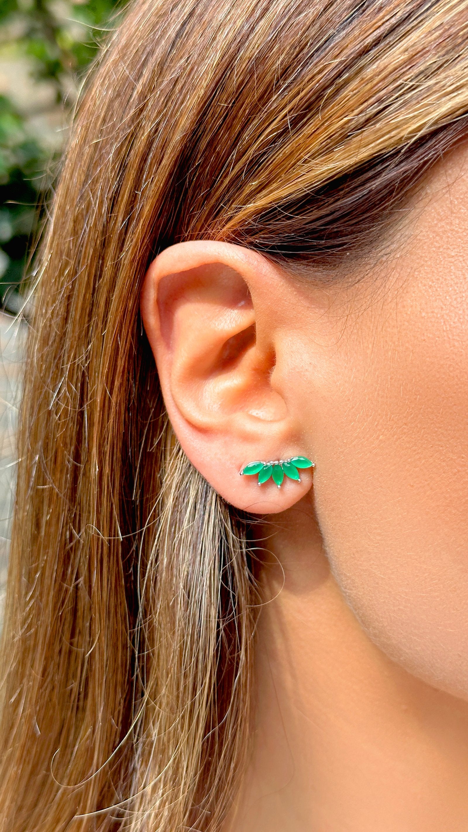 Crystal Emerald Navette Ear Cuff