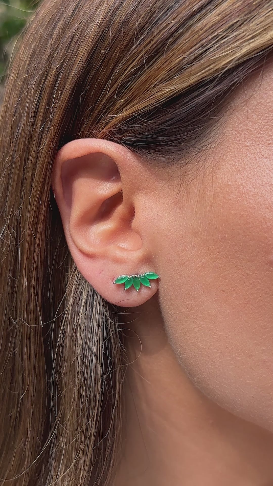 Crystal Emerald Navette Ear Cuff