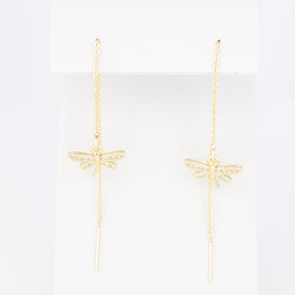 Threader Earrings Dragonfly Design