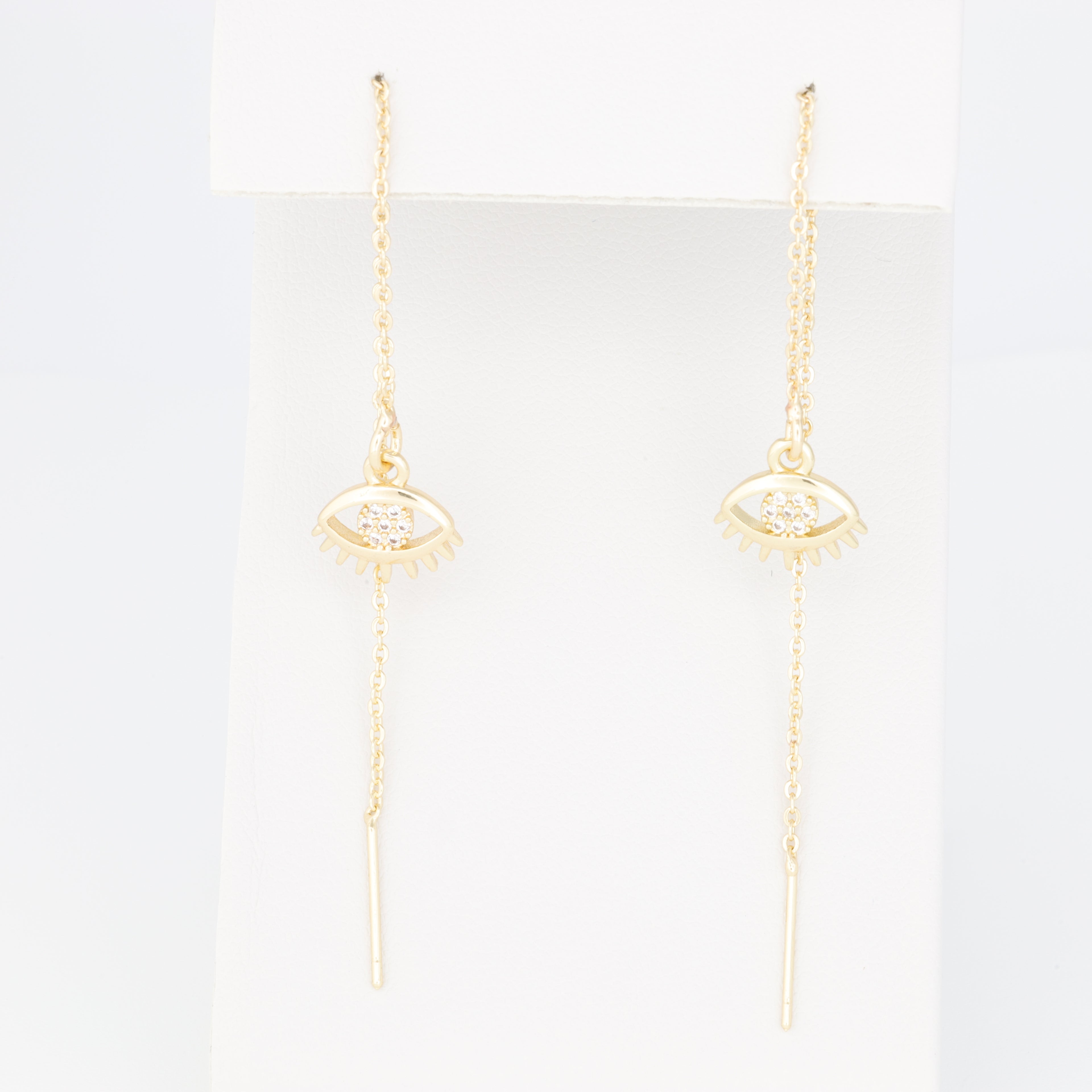 Threader Earrings Evil Eye Design