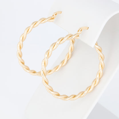 Delicately Woven Textured Hoop Earring