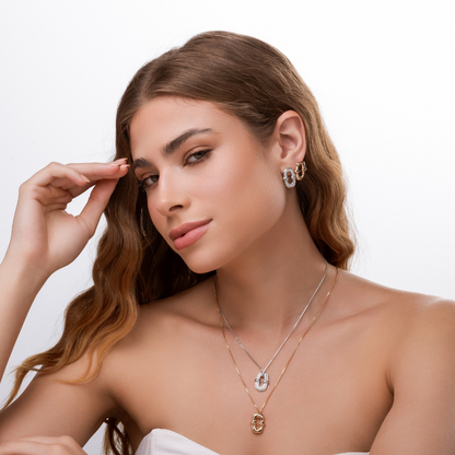 Necklace with modern rectangular pendant