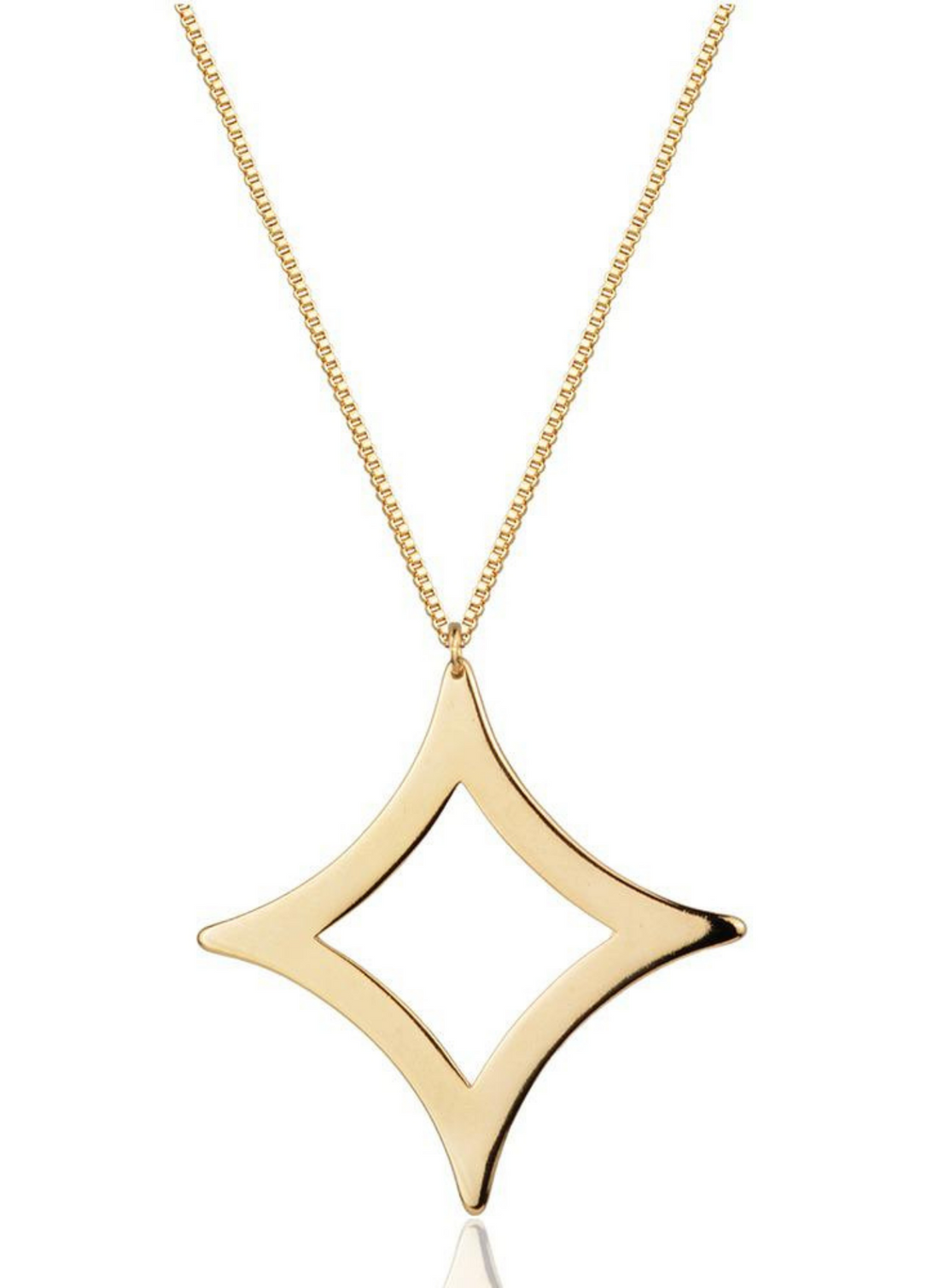Necklace with open diamond shaped pendant