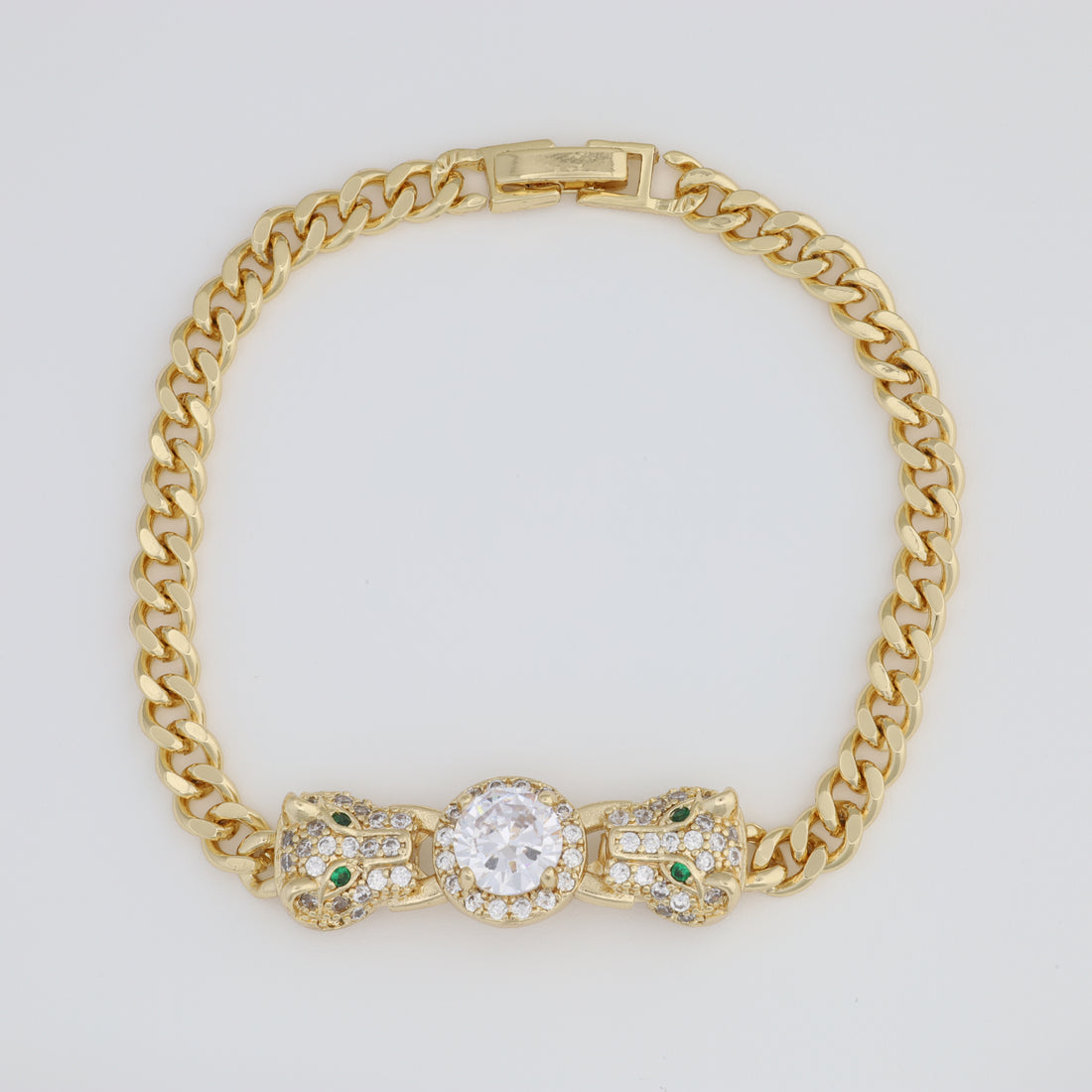 Leopard Bracelet with Cuban Link