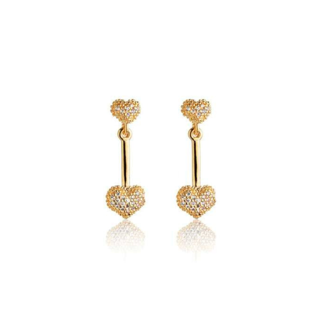 Long heart earring with micro pave