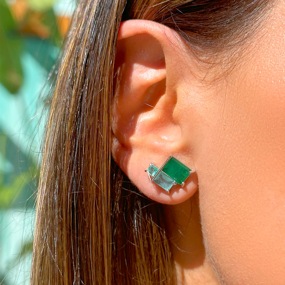 Colombian Fusion Emerald Stone Earrings