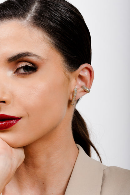 Modern earring with micro pave