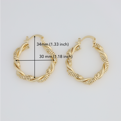 Textured Twisted And Intertwined Hoop Earring