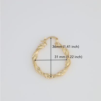 Textured Twisted And Intertwined Hoop Earring