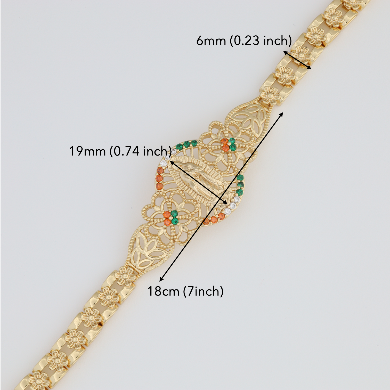 Saint Guadalupe Bracelet and tennis clasp