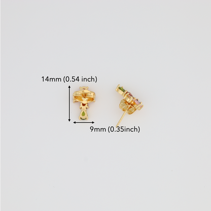Colored Cross Earring