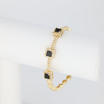 Square-Shaped Pendants Bracelet With Diamond Link