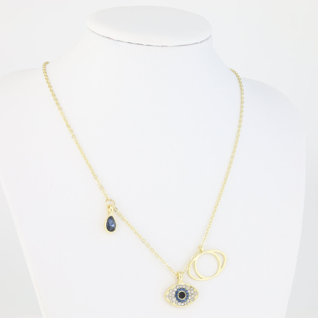 Necklace With Cable Link And Evel Eye Pendant
