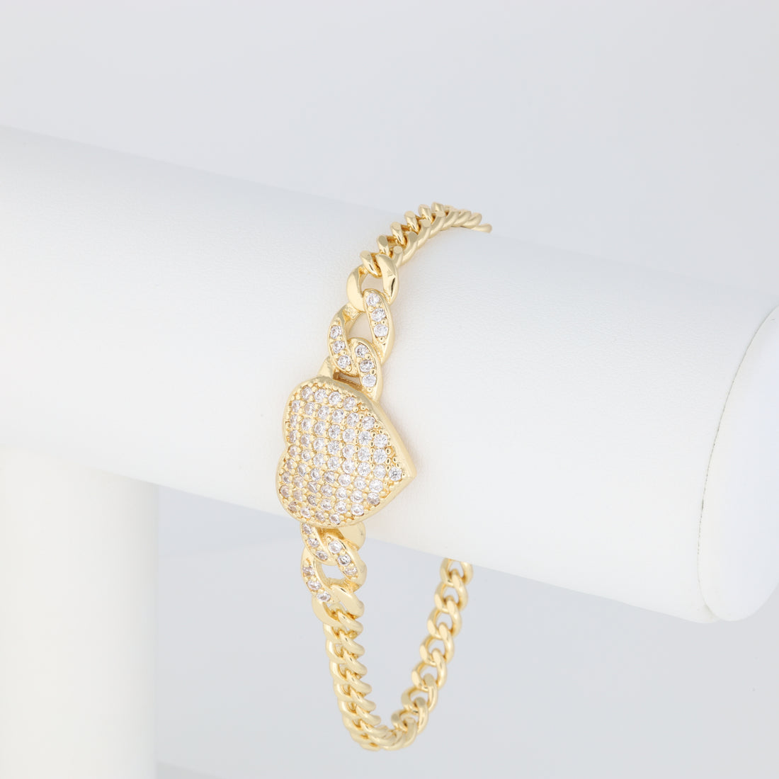 Heart Bracelet With Cuban Link