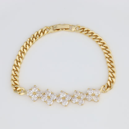 Horizontal Diamonds Bracelet With Cuban Link
