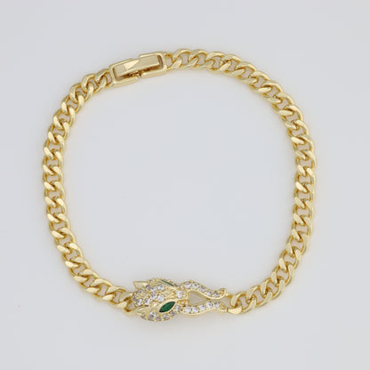 Cat Bracelet whit Cuban Link and Tennis clasp