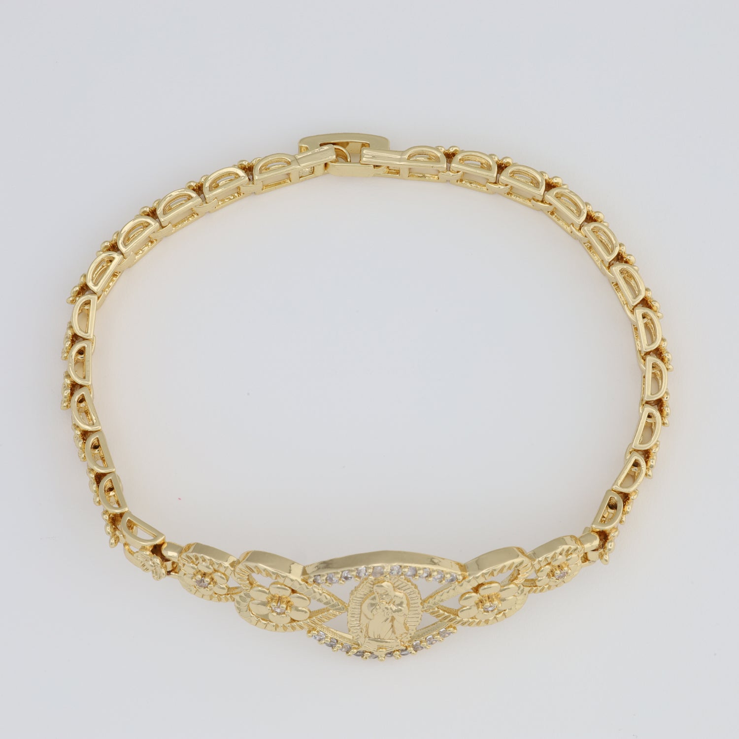 Saint Guadalupe Bracelet With Flower Link