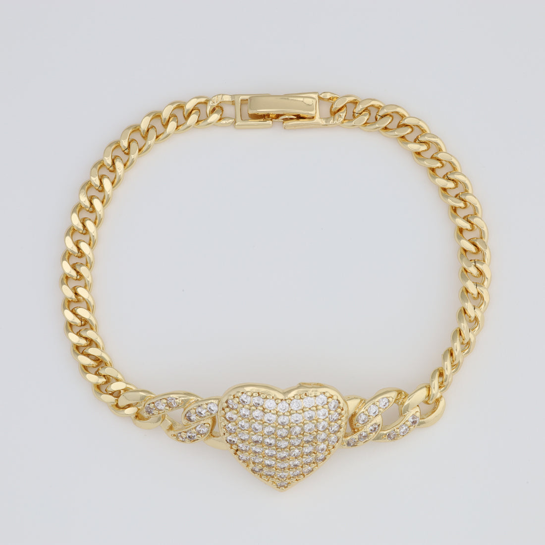 Heart Bracelet With Cuban Link