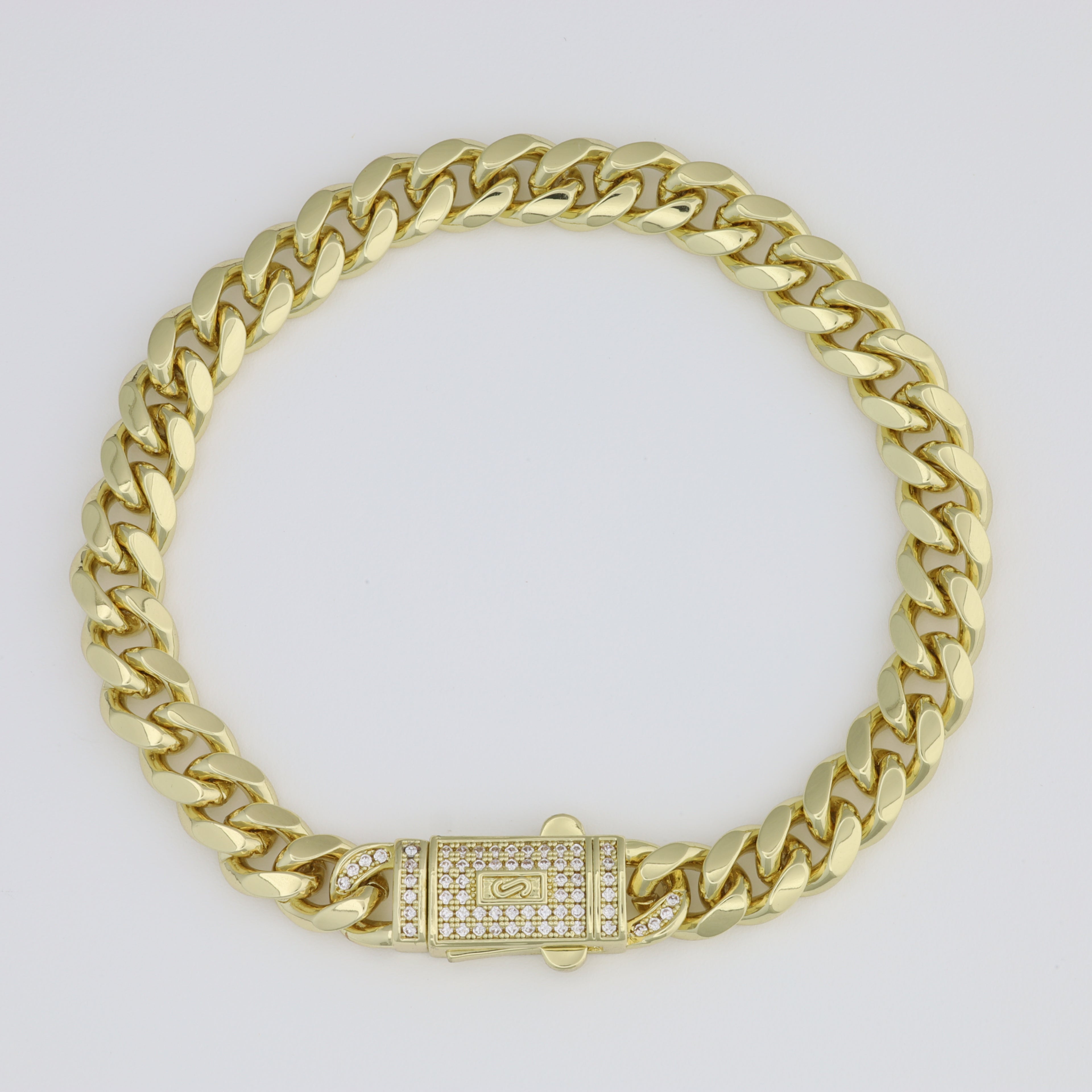 Plain Chain Bracelet With Cuban Link