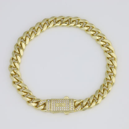 Plain Chain Bracelet With Cuban Link