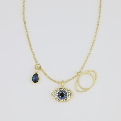 Necklace With Cable Link And Evel Eye Pendant