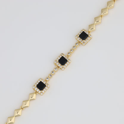 Square-Shaped Pendants Bracelet With Diamond Link