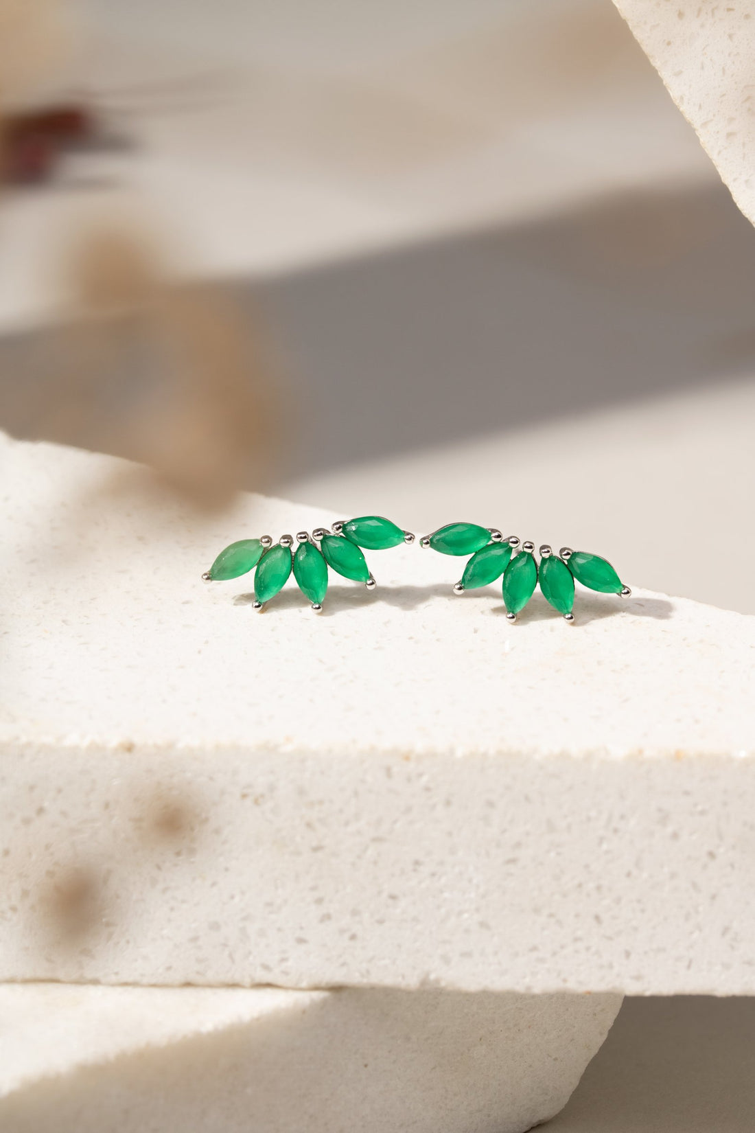 Crystal Emerald Navette Ear Cuff