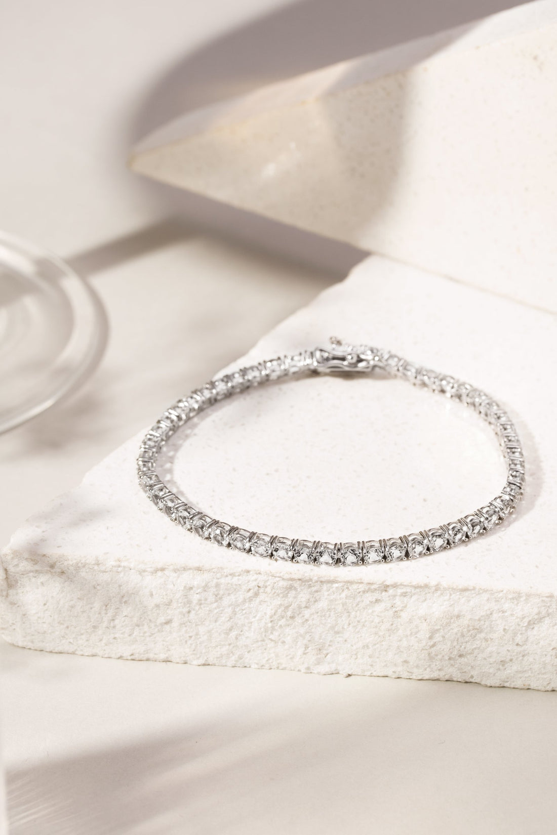 Riviera Bracelet – Natural White Sapphire 3mm in 4-Prong Setting