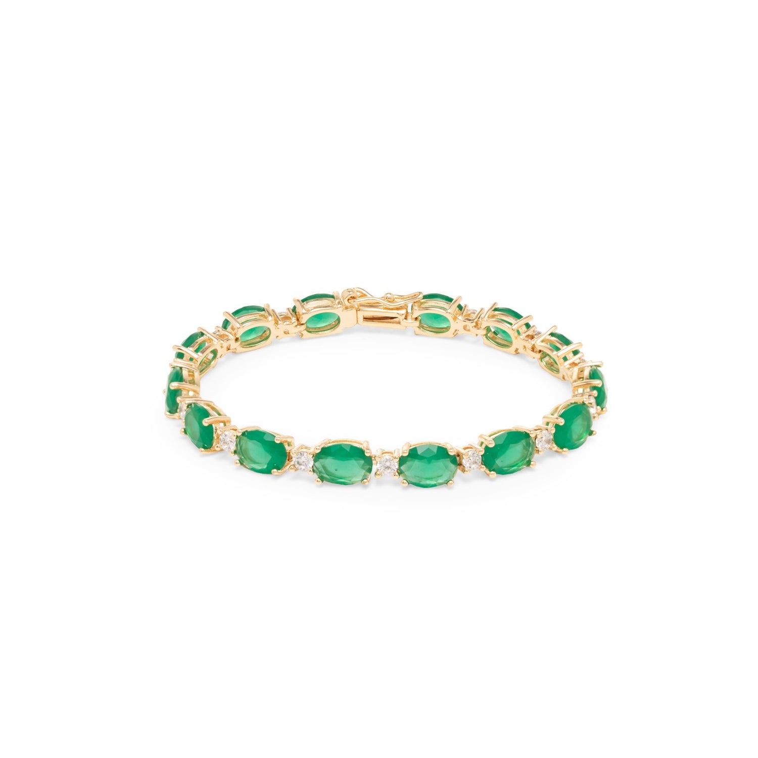 Emerald Crystal &amp; White Zirconia Oval Bracelet