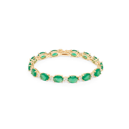 Emerald Crystal &amp; White Zirconia Oval Bracelet