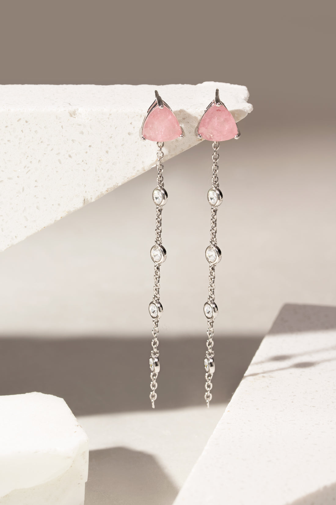 Pink Quartz Fusion Drop Earrings – Luxury Semi-Jewelry