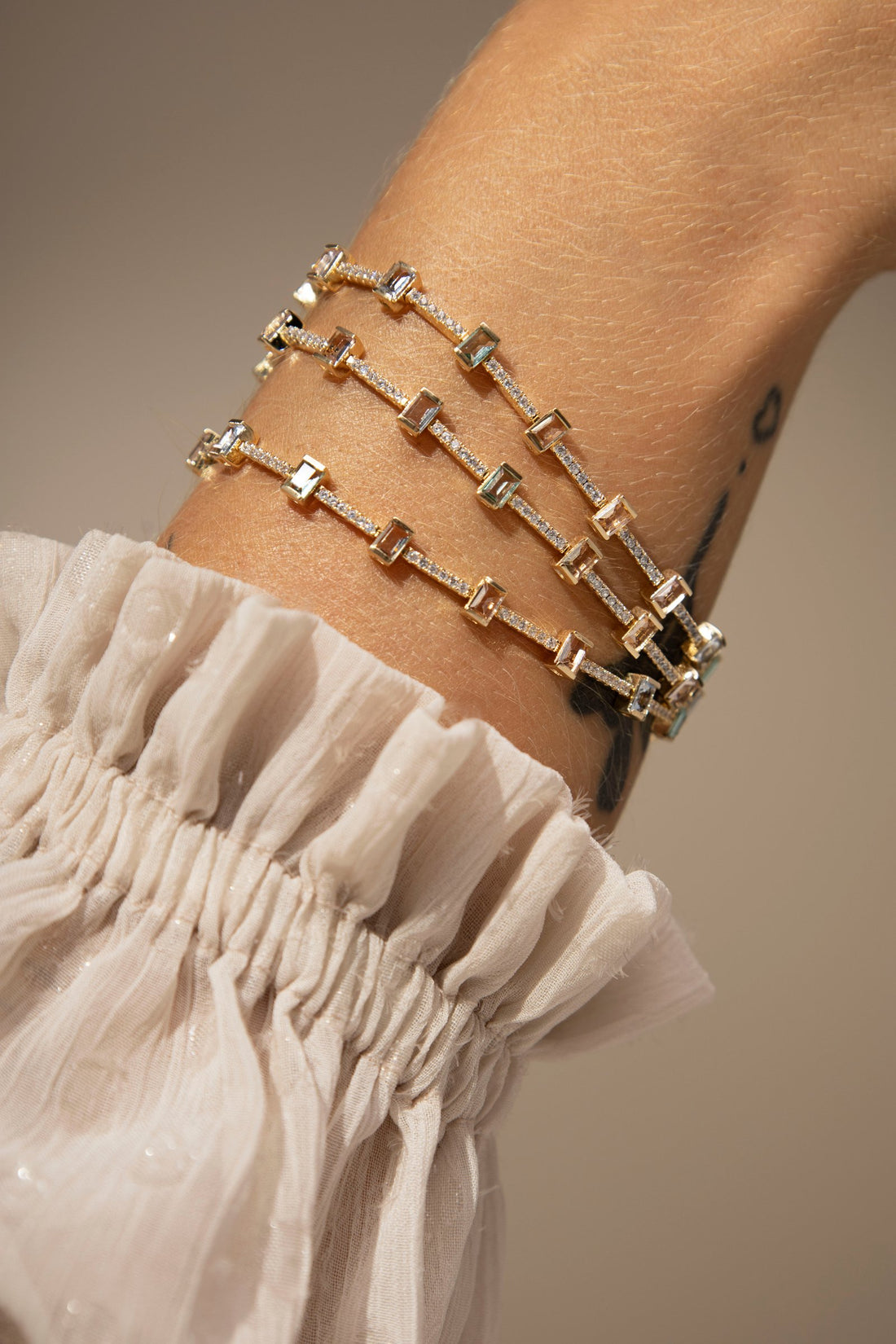 Riviera Bracelet with Morganite, Paraiba & Blue Topaz Crystals