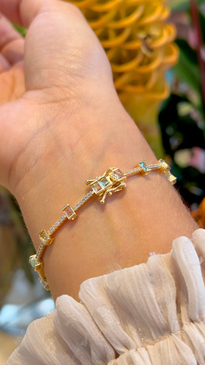 Riviera Bracelet with Morganite, Paraiba &amp; Blue Topaz Crystals