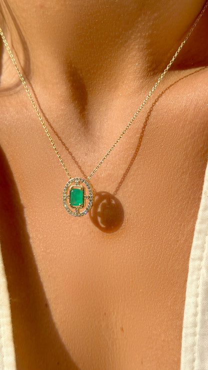 Emerald Crystal Dual Pendant Necklace