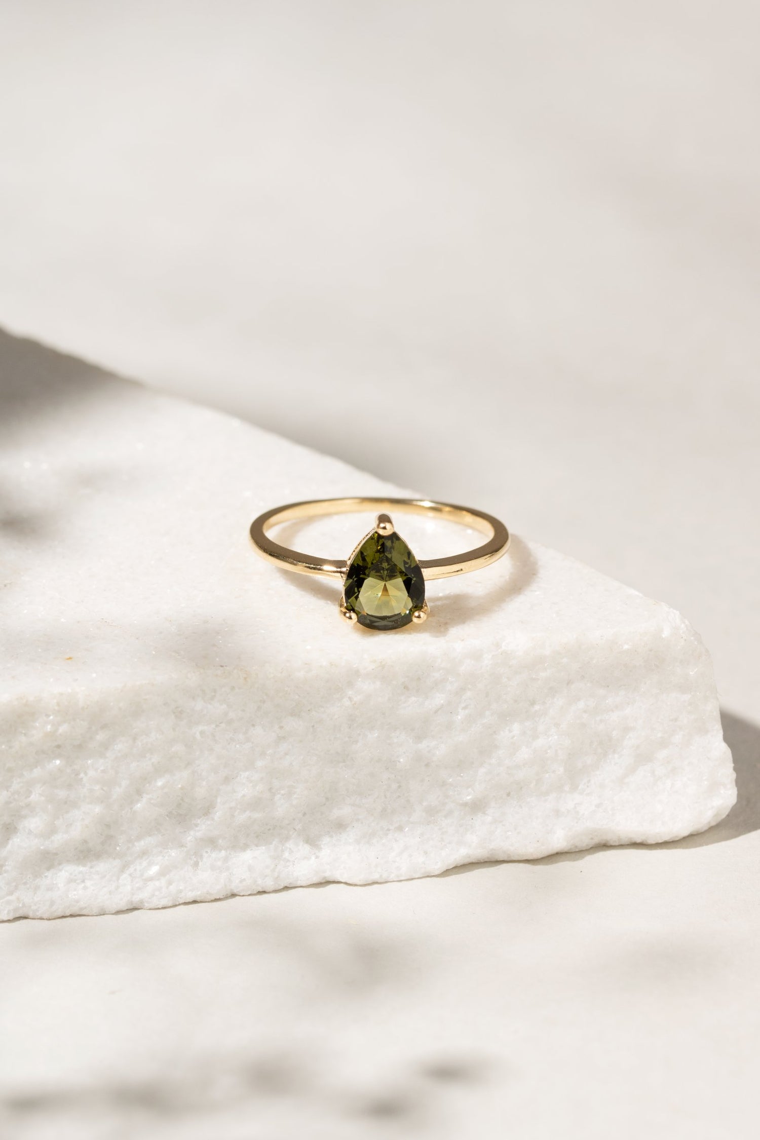 Peridot Teardrop Ring