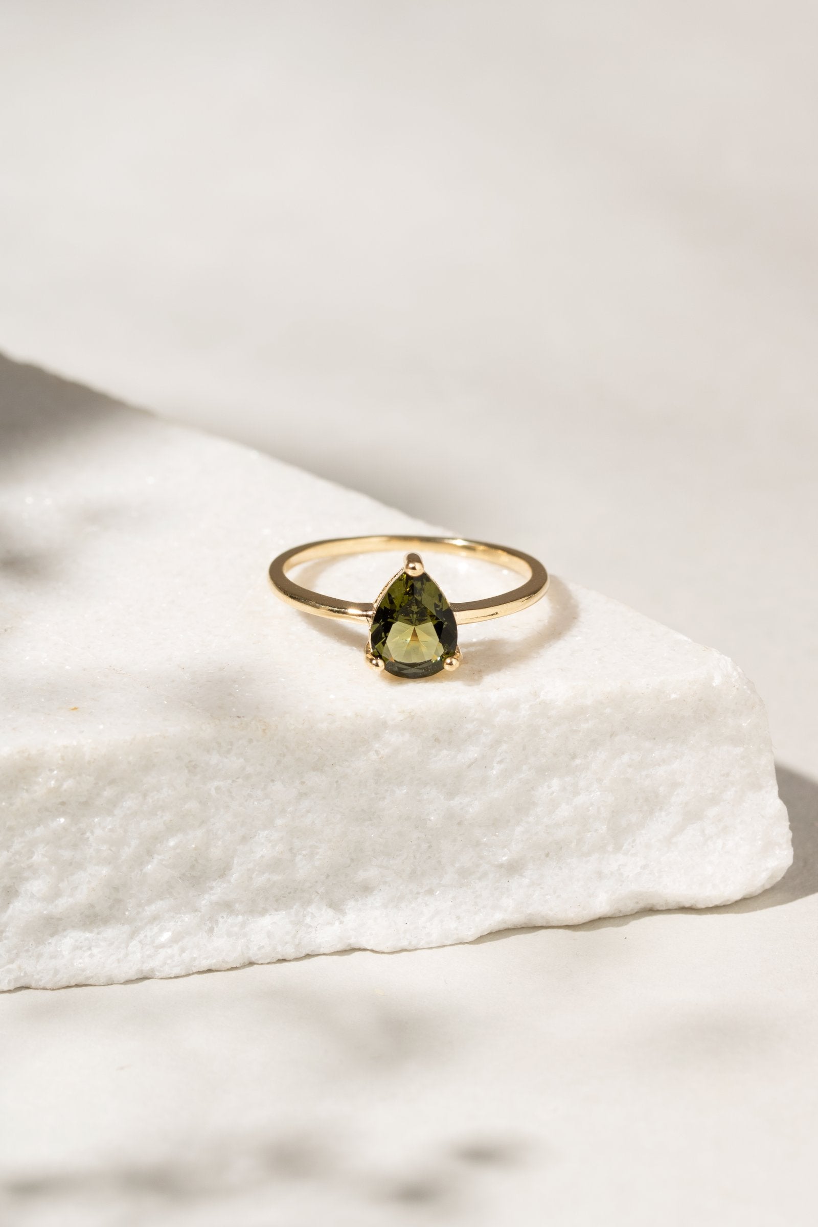Peridot Teardrop Ring
