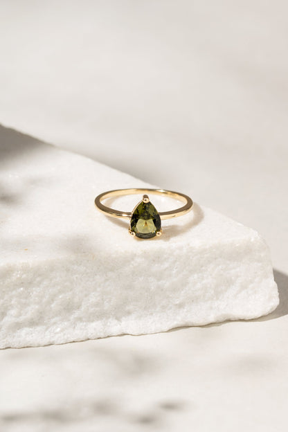 Peridot Teardrop Ring