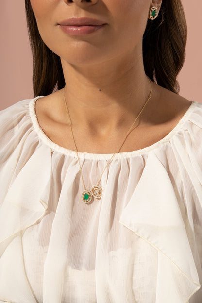 Emerald Crystal Dual Pendant Necklace