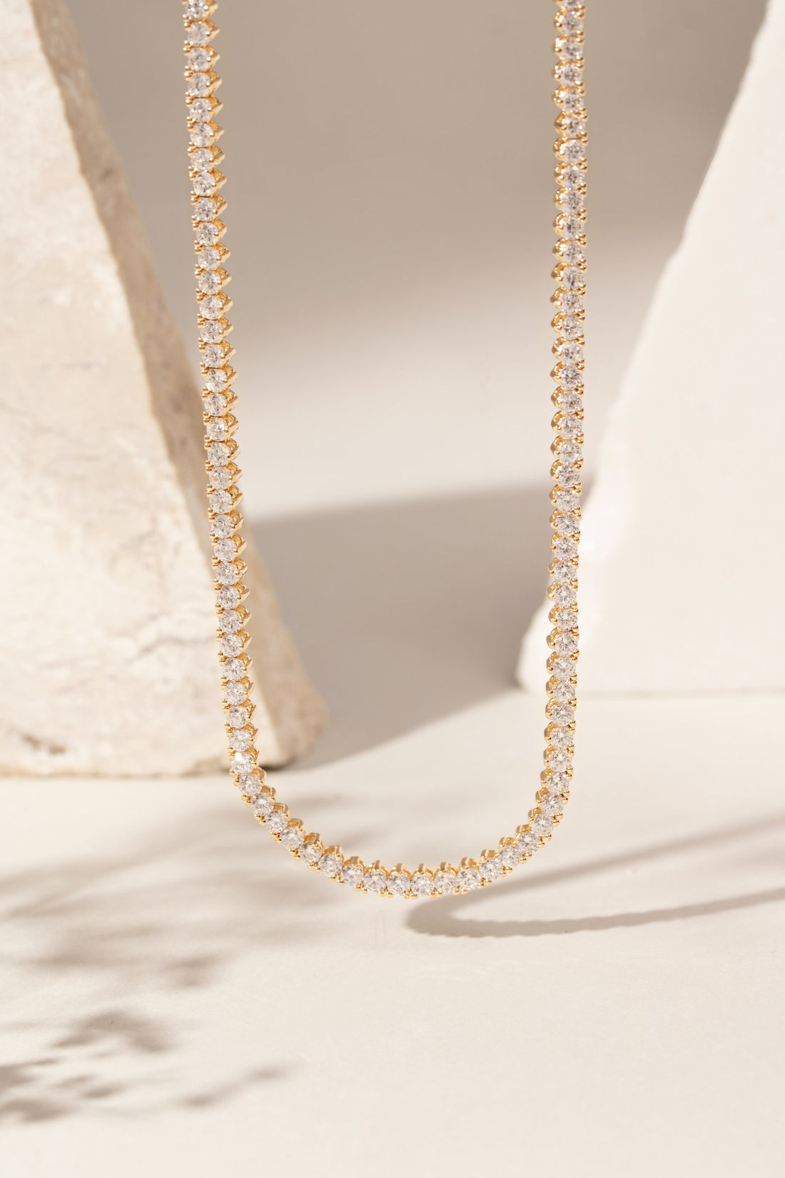 18k Gold-Filled White Zirconia Riviera Necklace