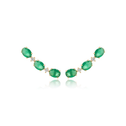 Emerald Crystal &amp; White Zirconia Oval Ear Cuff