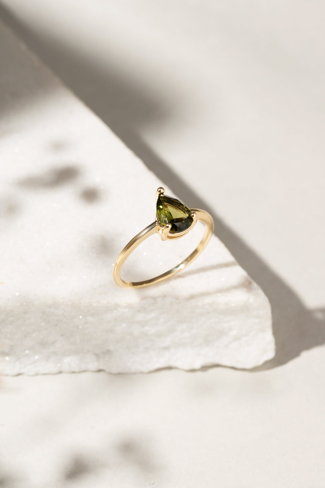 Peridot Teardrop Ring